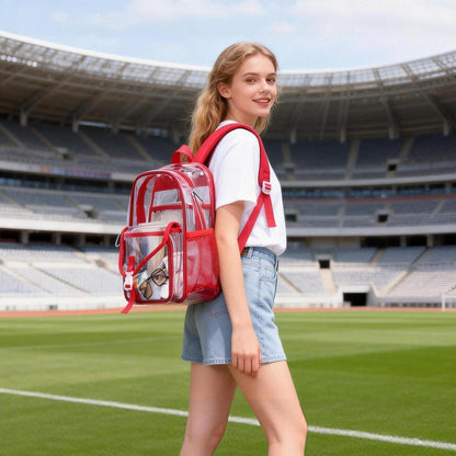 Transparenter Damen Rucksack | Wasserdicht & Geräumig | Rot