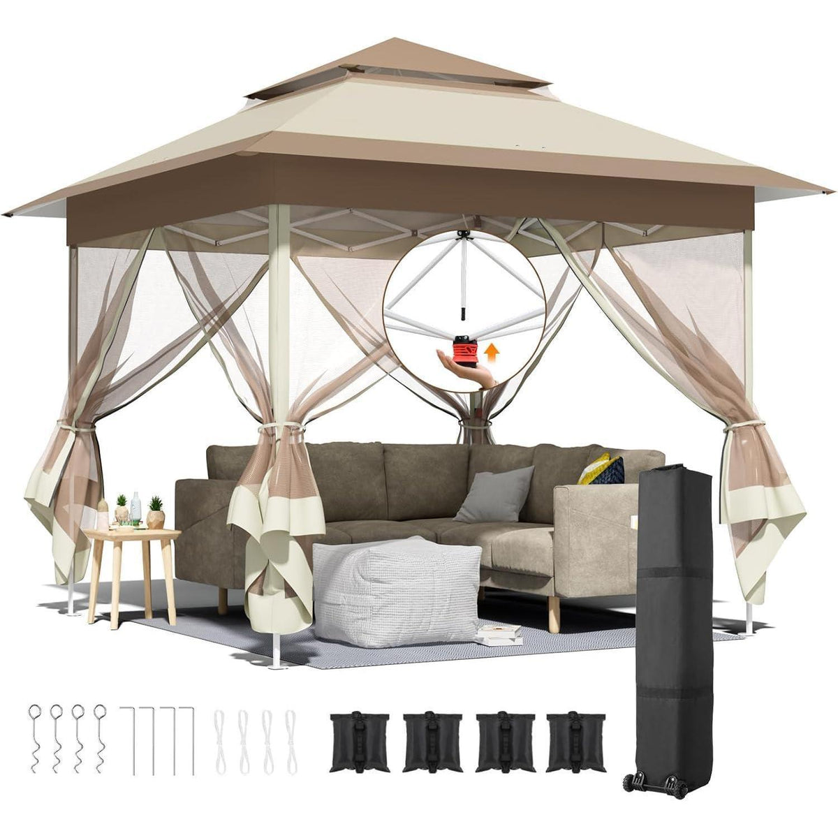 3x3m Pavillon mit Moskitonetzen – Wasserdicht & UV-Schutz