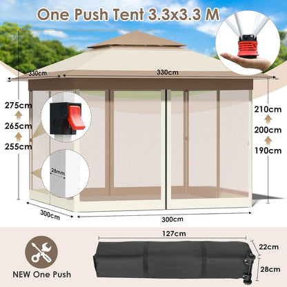 3x3m Pavillon mit Moskitonetzen – Wasserdicht & UV-Schutz