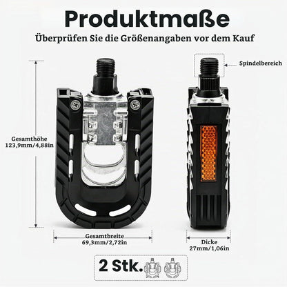 Fahrradpedale 2er-Set mit Reflektoren, rutschfest & CNC Aluminium