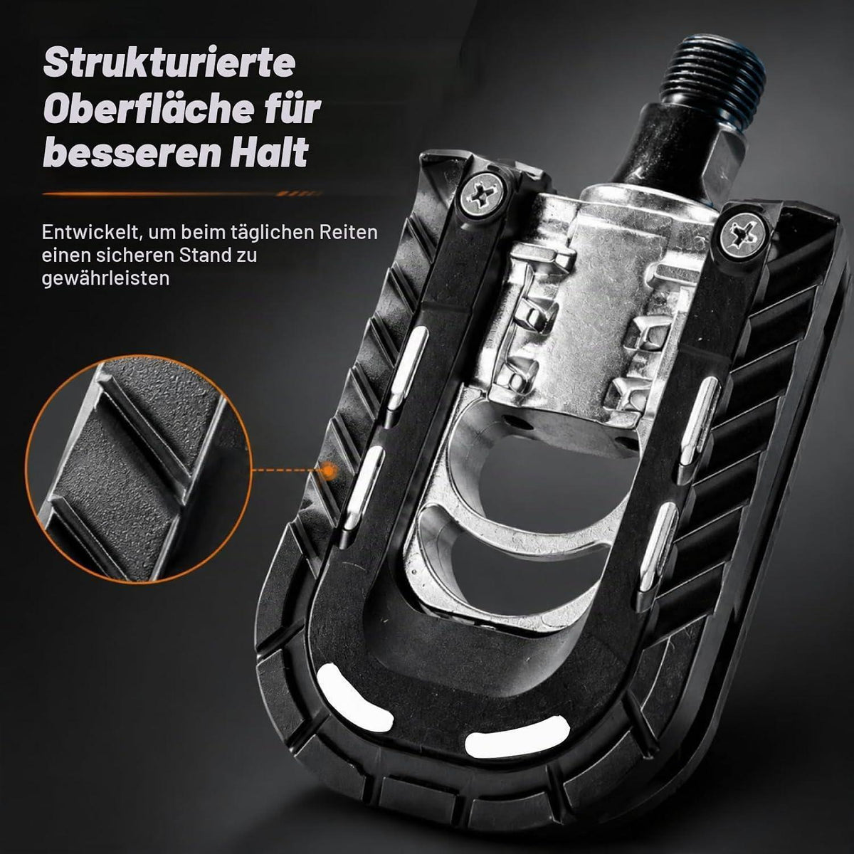 Fahrradpedale 2er-Set mit Reflektoren, rutschfest & CNC Aluminium