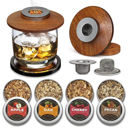 Whisky Räucher Set mit Holzspäne & Edelstahlfilter