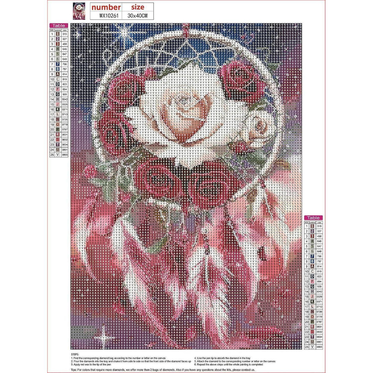 Diamantmalerei Rosen Traumfänger Set für Erwachsene 30x40cm