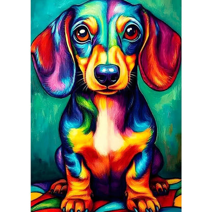 Diamond Painting Dackel bunt 30x40cm - Bastelset für Erwachsene
