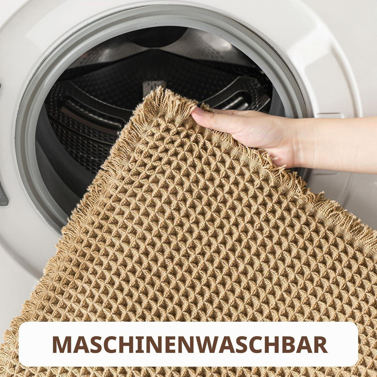 Rutschfester Badezimmerteppich braun 60x150cm – Weiche Badematte