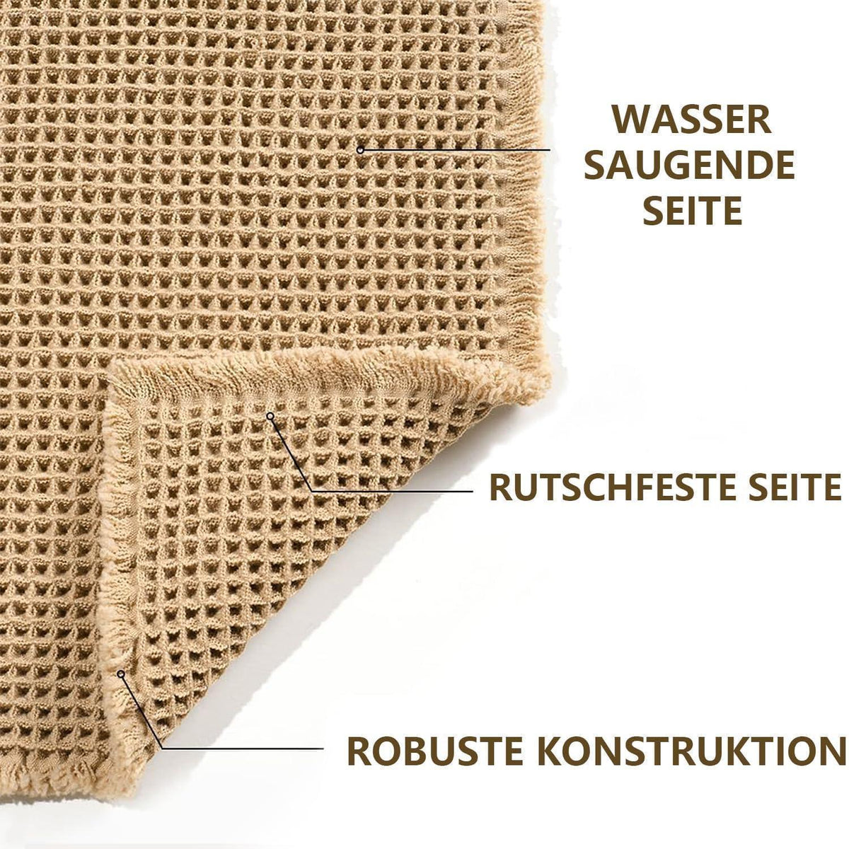 Rutschfester Badezimmerteppich braun 60x150cm – Weiche Badematte