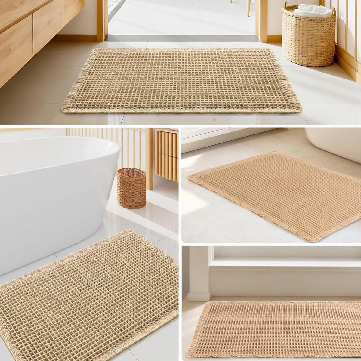 Rutschfester Badezimmerteppich braun 60x150cm – Weiche Badematte