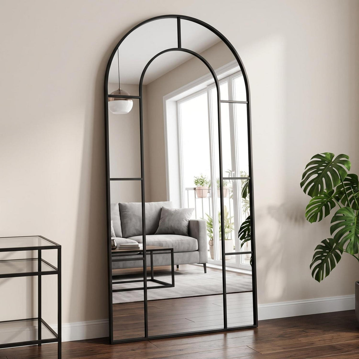 Ganzkörperspiegel Bogen Schwarz – 192x85cm, Stand- & Wandspiegel