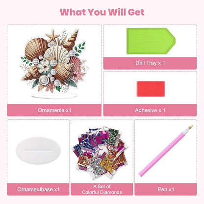5D Diamant Painting Tischdeko Set - DIY Muscheln für Kinder & Erwachsene