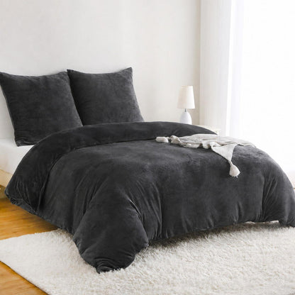 Winter Flanell Bettwäsche Set 200x200cm - Schwarz & Kuschelig