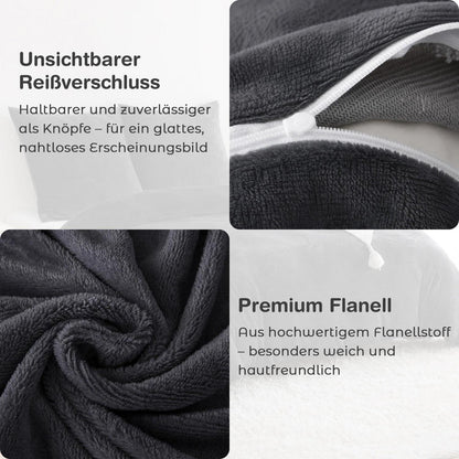 Winter Flanell Bettwäsche Set 220x240cm Schwarz