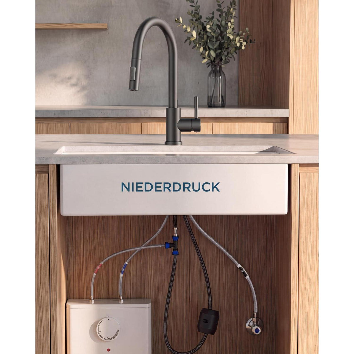 Niederdruck Küchenarmatur mit Handbrause, 360° drehbar