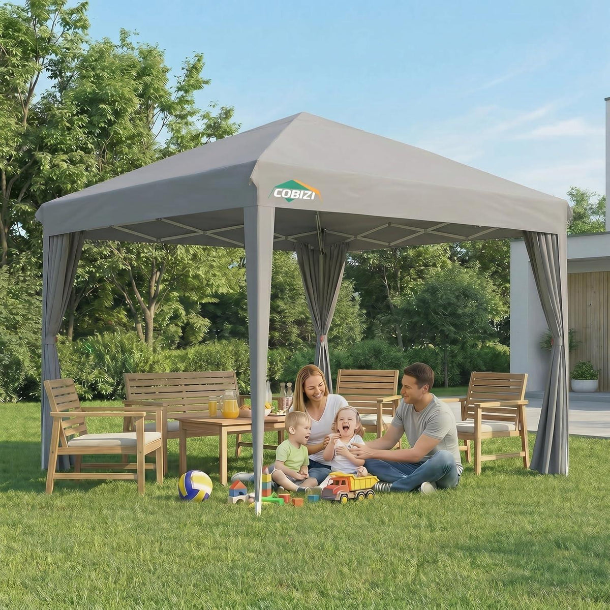 Faltpavillon 3x3 Wasserdicht mit Seitenwänden – Grau