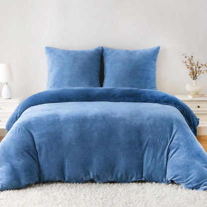 Winter Flanell Bettwäsche Set 220x240cm Marineblau