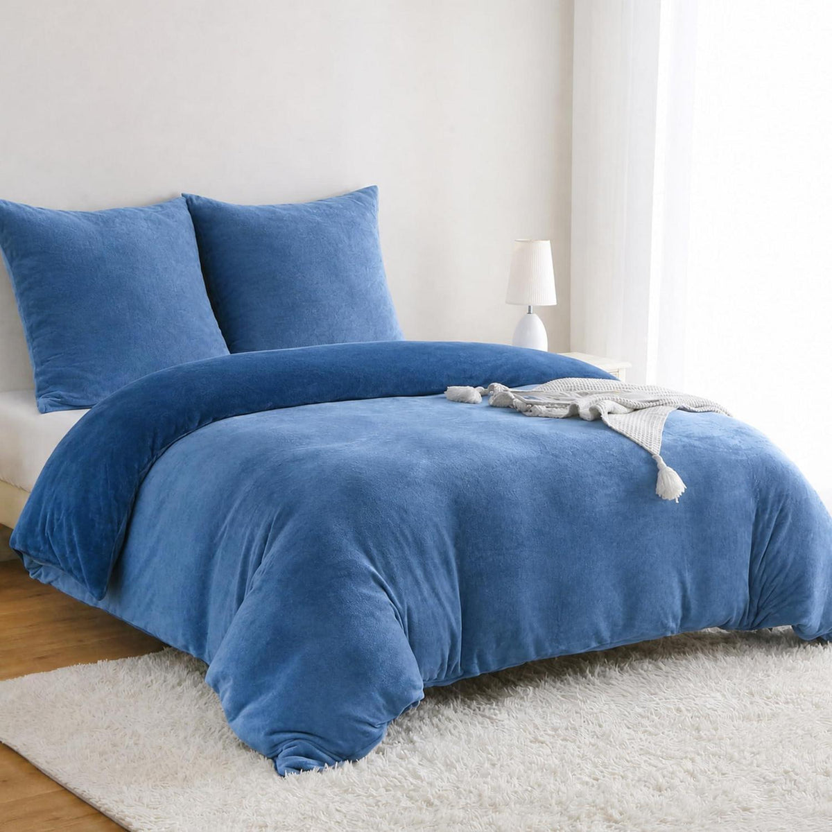 Winter Flanell Bettwäsche Set 220x240cm Marineblau