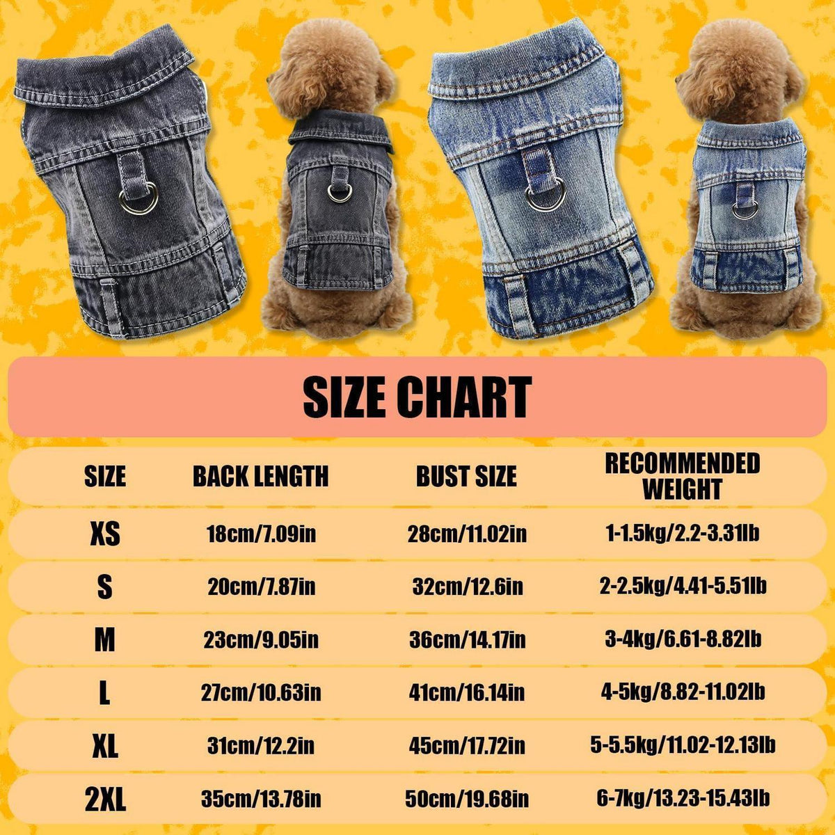 Jeans Hundejacke Blau M – Bequeme Hunde Weste für Welpen