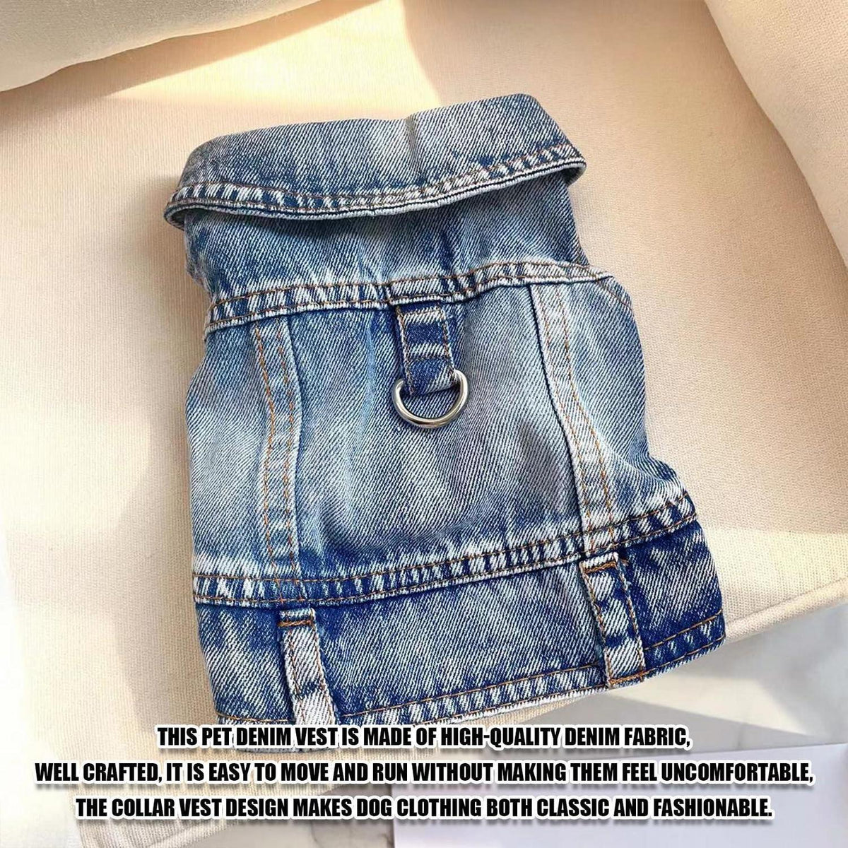 Jeans Hundejacke Blau M – Bequeme Hunde Weste für Welpen