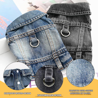 Jeans Hundejacke Blau M – Bequeme Hunde Weste für Welpen