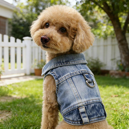 Jeans Hundejacke Blau M – Bequeme Hunde Weste für Welpen