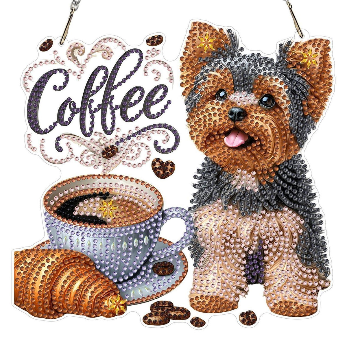 Diamantmalerei Yorkshire Terrier Anhänger mit Kette DIY Set