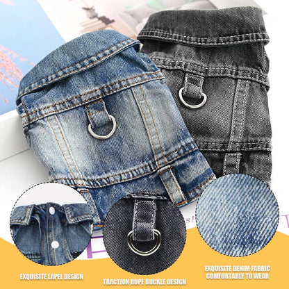 Jeans Hundejacke Blau L – Bequeme Hunde Weste für Welpen