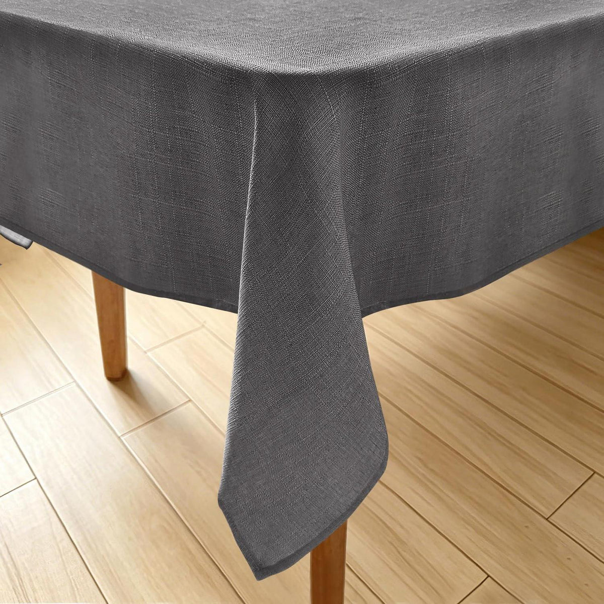 Abwaschbare Leinenoptik Tischdecke Grau 140x240 cm
