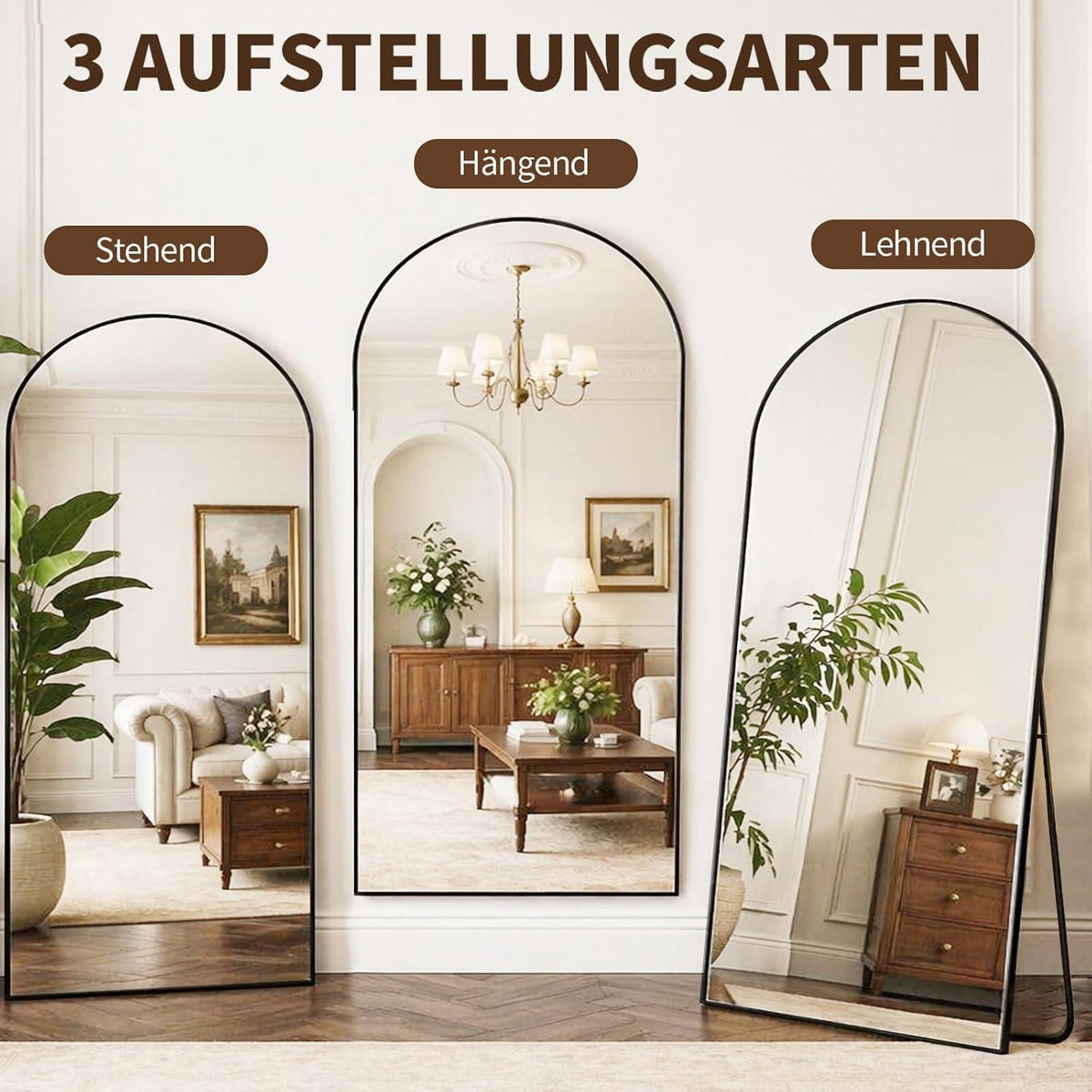 Gewölbter Standspiegel 171x76cm – Modern & Freistehend