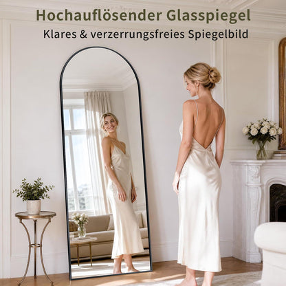 Ganzkörperspiegel Gewölbt 165x60cm - Stand- & Wandspiegel Schwarz