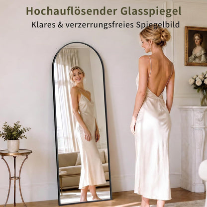 Ganzkörperspiegel Gewölbt 150x40cm – Stand- & Wandspiegel Schwarz