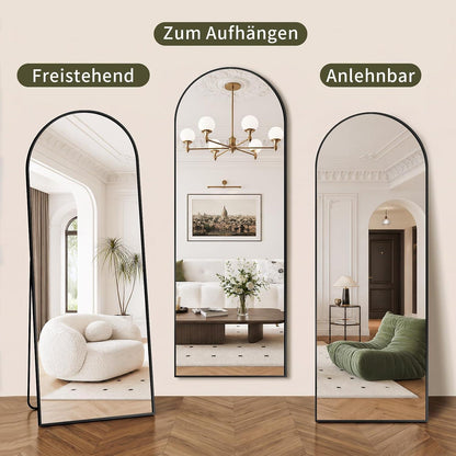 Ganzkörperspiegel Gewölbt 150x40cm – Stand- & Wandspiegel Schwarz
