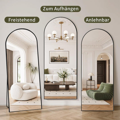 Ganzkörperspiegel Gewölbt 165x70cm – Stand- & Wandspiegel Schwarz