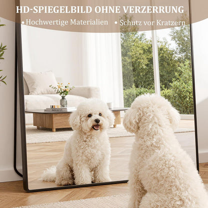Ganzkörperspiegel 192x85cm Standspiegel mit Aluminiumrahmen Schwarz