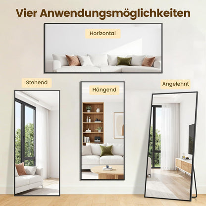 Ganzkörperspiegel 180x76cm Standspiegel mit Aluminiumrahmen