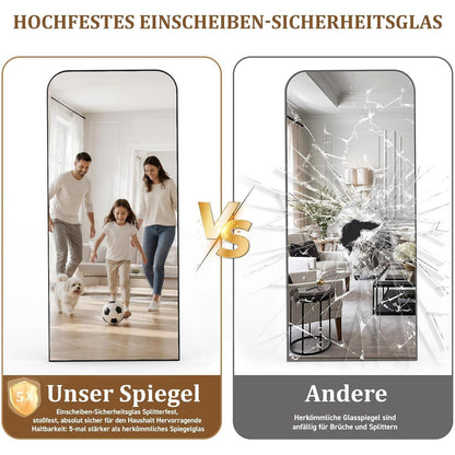 Ganzkörperspiegel Standspiegel Schwarz 142x53 cm mit Aluminiumrahmen
