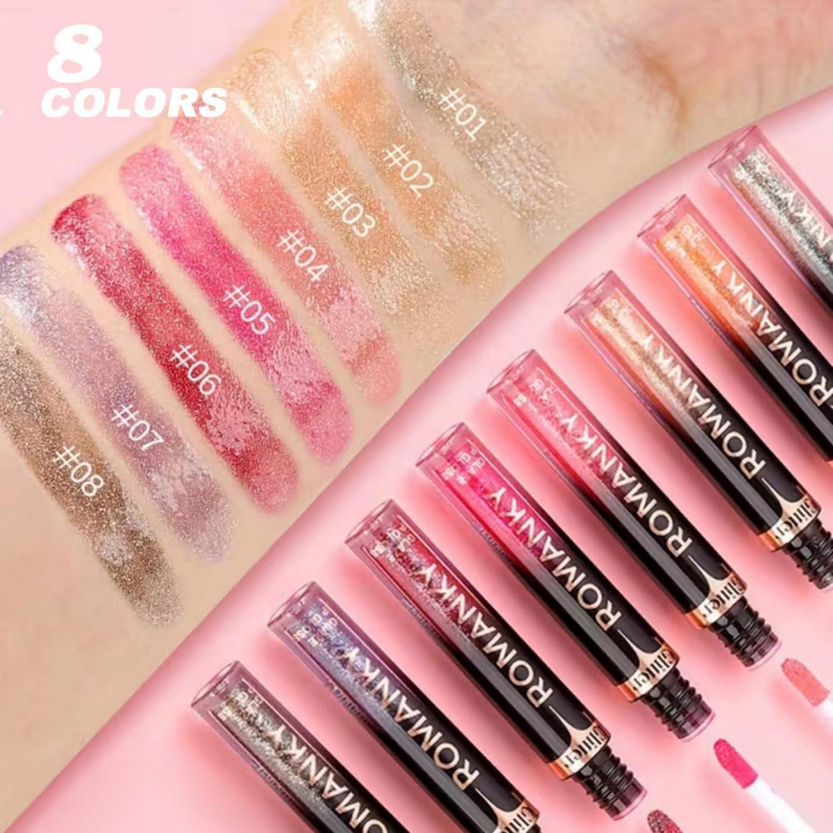 8-teiliges Lipgloss-Set mit Schimmer & Feuchtigkeit