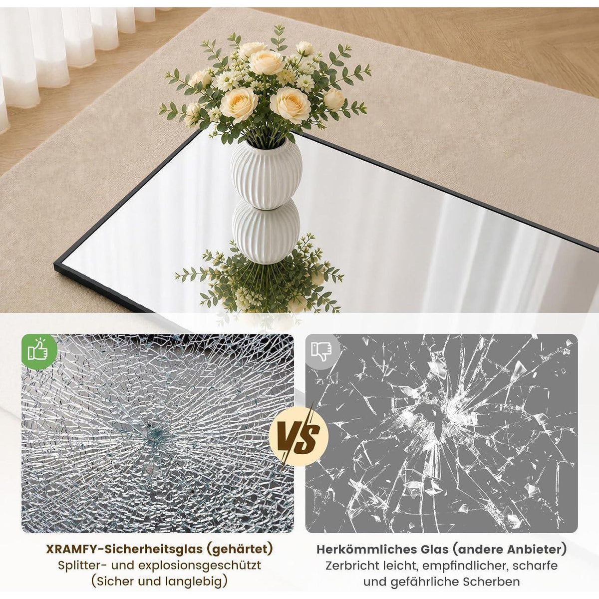 Ganzkörperspiegel 150x40cm – Stand- & Wandspiegel mit Aluminiumrahmen