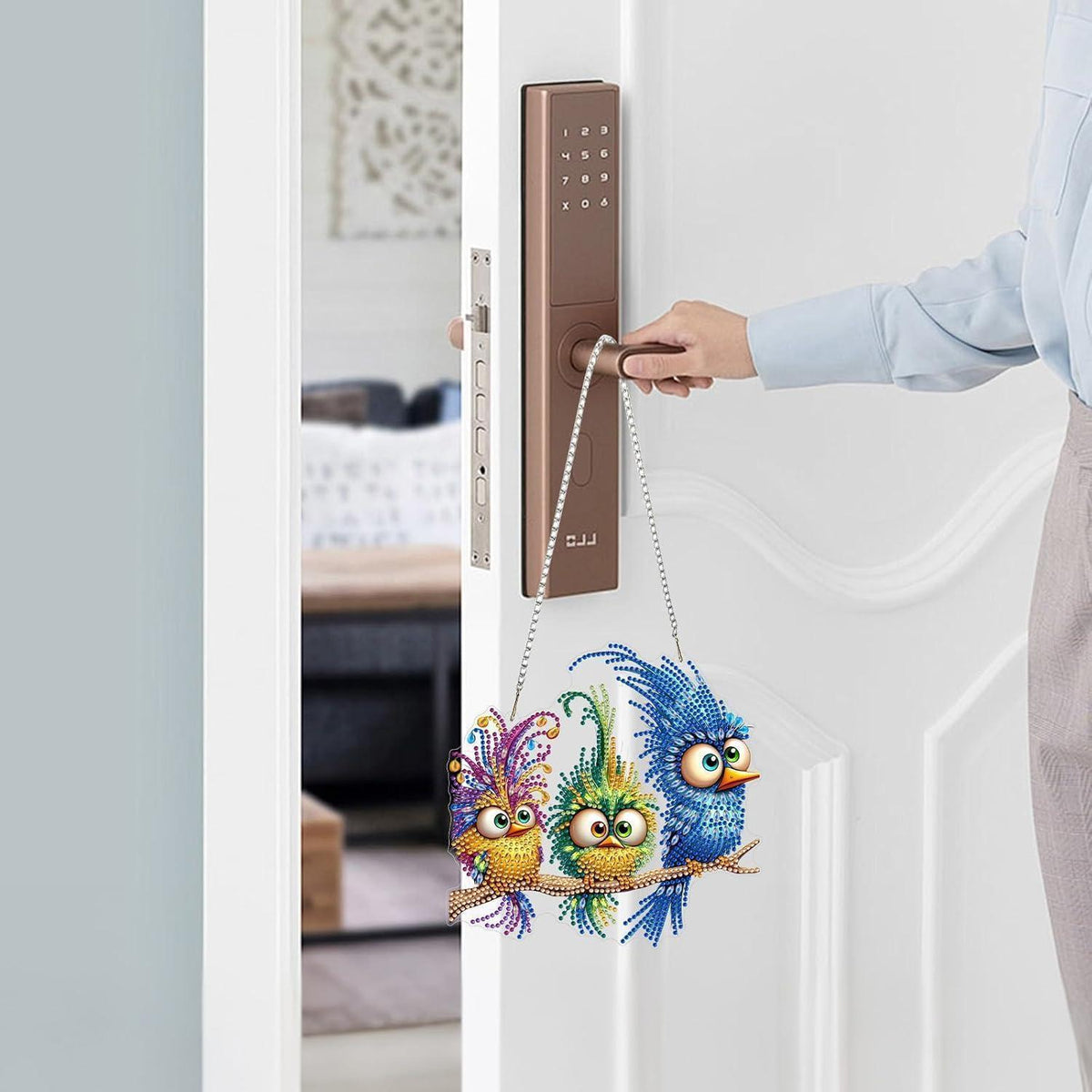 Diamant Painting Eule Anhänger mit Kette – DIY Bastelset Vogel