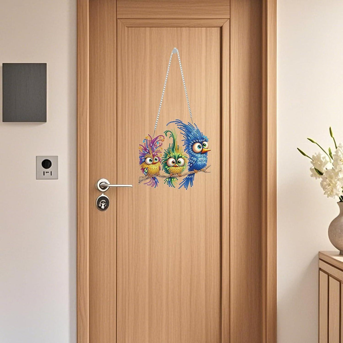 Diamant Painting Eule Anhänger mit Kette – DIY Bastelset Vogel