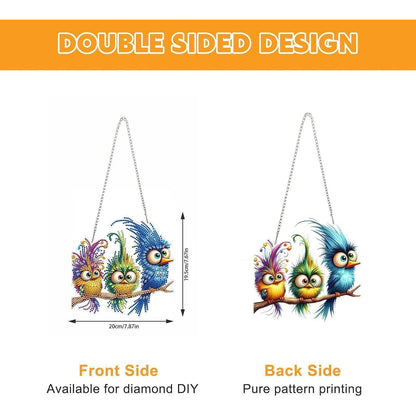 Diamant Painting Eule Anhänger mit Kette – DIY Bastelset Vogel