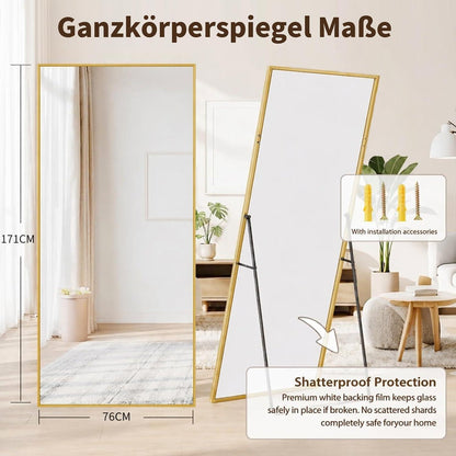 Ganzkörperspiegel Standspiegel 171x76cm Gold