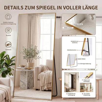 Ganzkörperspiegel Standspiegel 171x76cm Gold
