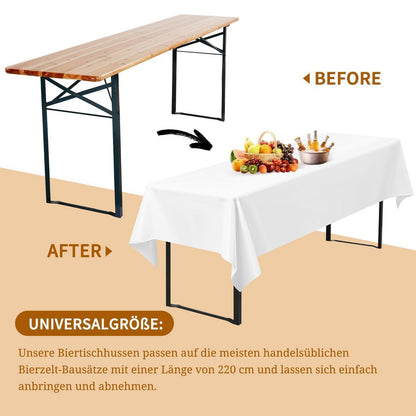 12x Biertischdecke Weiß 260x110 cm – Premium Qualität