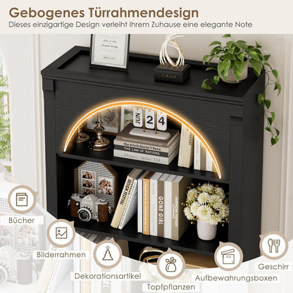 Bücherregal 75 cm | Gewölbter Schrank mit 6 Fächern, Schwarz