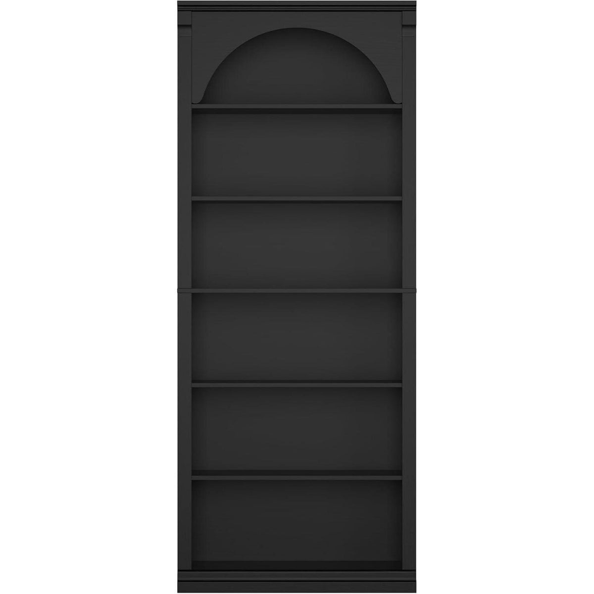 Bücherregal 75 cm | Gewölbter Schrank mit 6 Fächern, Schwarz