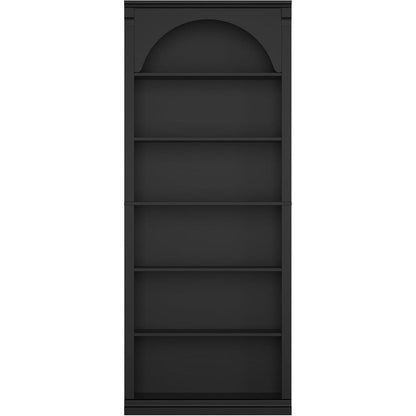 Bücherregal 75 cm | Gewölbter Schrank mit 6 Fächern, Schwarz