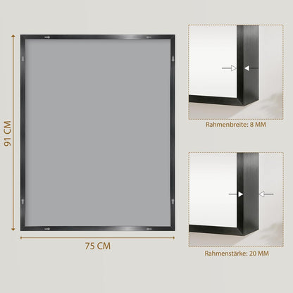 Wandspiegel 90x75cm mit ESG-Glas & Rostfreiem Rahmen