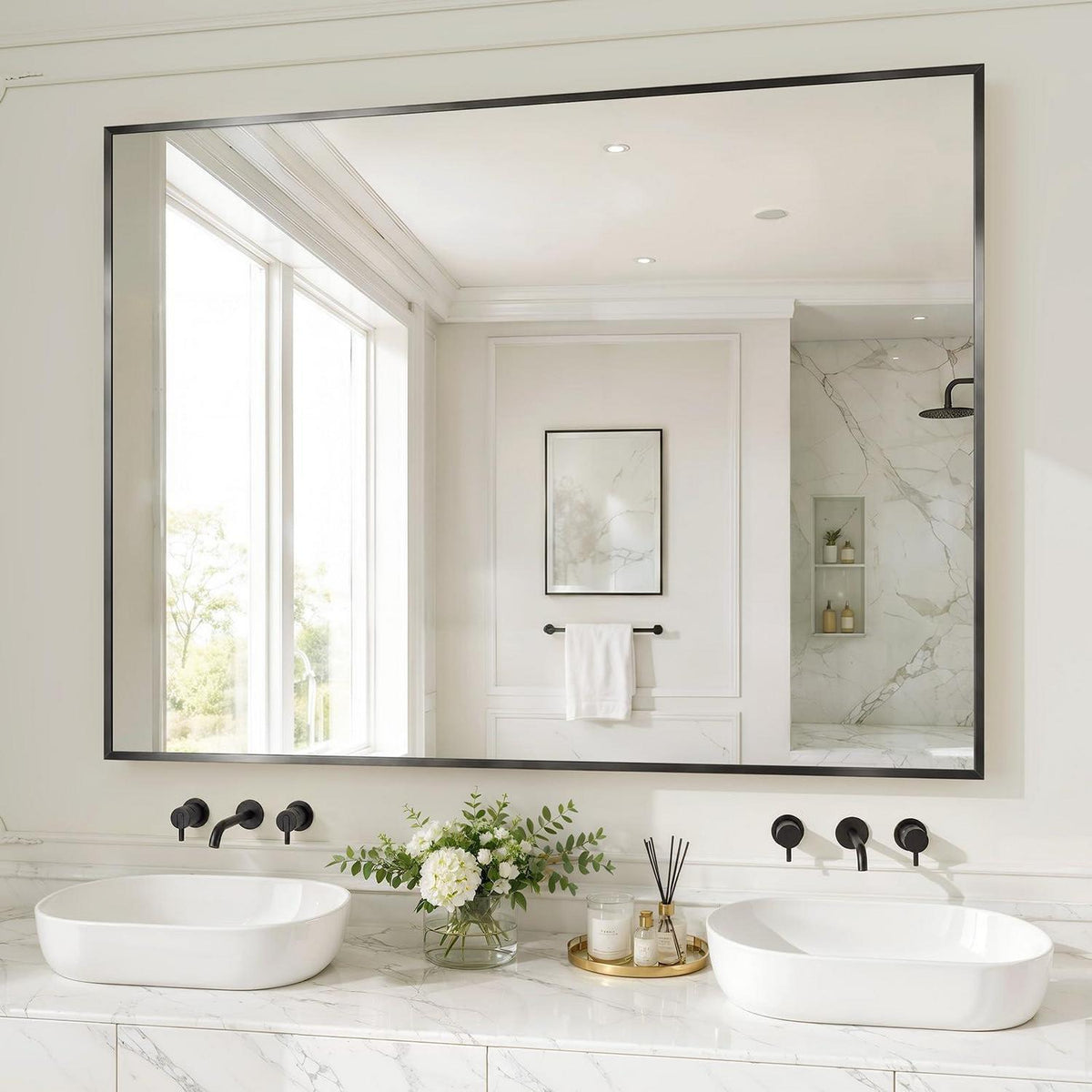 Großer Wandspiegel 121x91cm – Rostfrei & Sicherheitsglas
