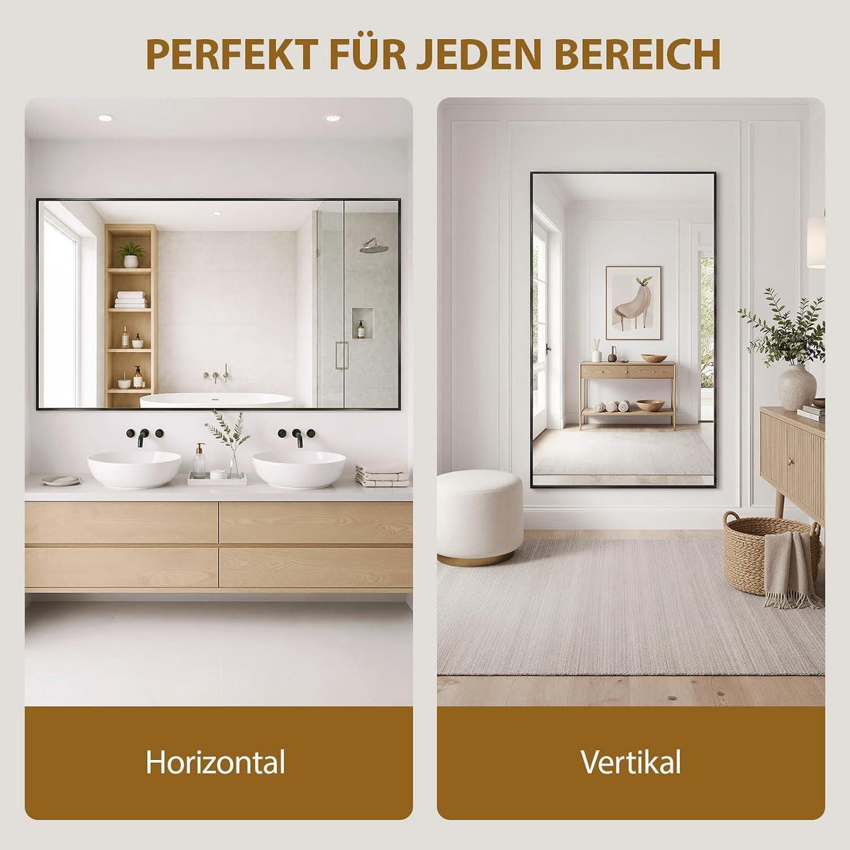 Großer Wandspiegel 121x91cm – Rostfrei & Sicherheitsglas