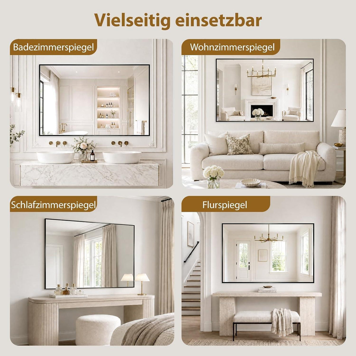 Großer Wandspiegel 152x90cm – Rostfrei & Sicherheitsglas