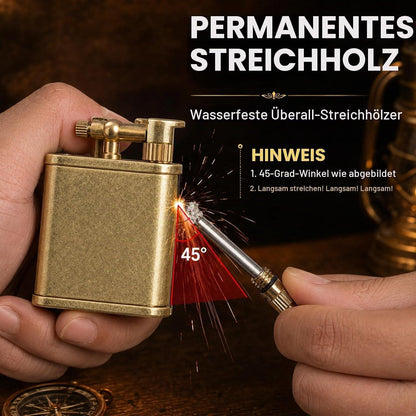Benzinfeuerzeug Vintage Messing, Retro Feuerzeug für Männer